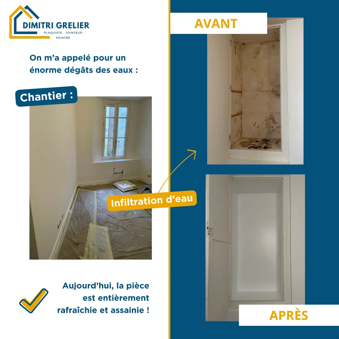 Lire la suite à propos de l’article 🛠️ Chantier à Terrasson : dégâts des eaux réparés, pièce remise à neuf !