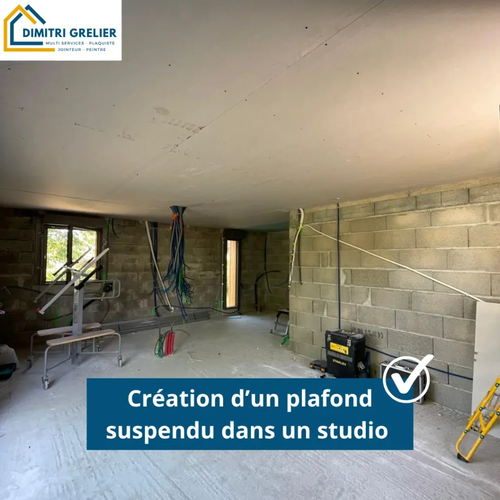 🛠️ Chantier terminé : création d’un plafond suspendu dans un studio